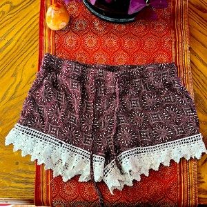 SOLD Maroon Breeze Ever Comfy Shorts w/lace trim, size M